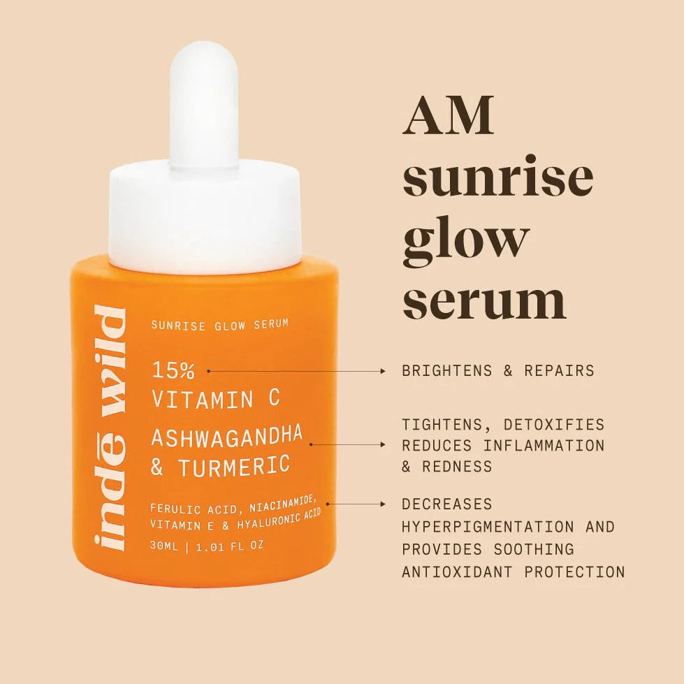 Presenting our morning power duo - AM Sunrise Glow Serum & AM Sunscreen Glow Drops